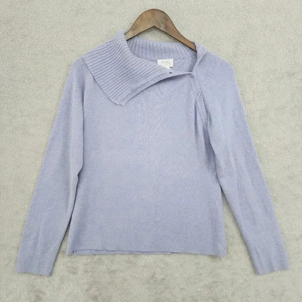 Ann Taylor Loft Womens Medium Asymmetric Button Collar Sweater 16PT